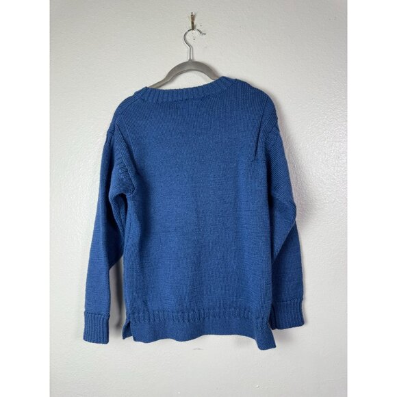 WoolOvers Blue 100% Wool Crewneck Sweater Long Sleeve Knit Womens Size Blue - Picture 15 of 15